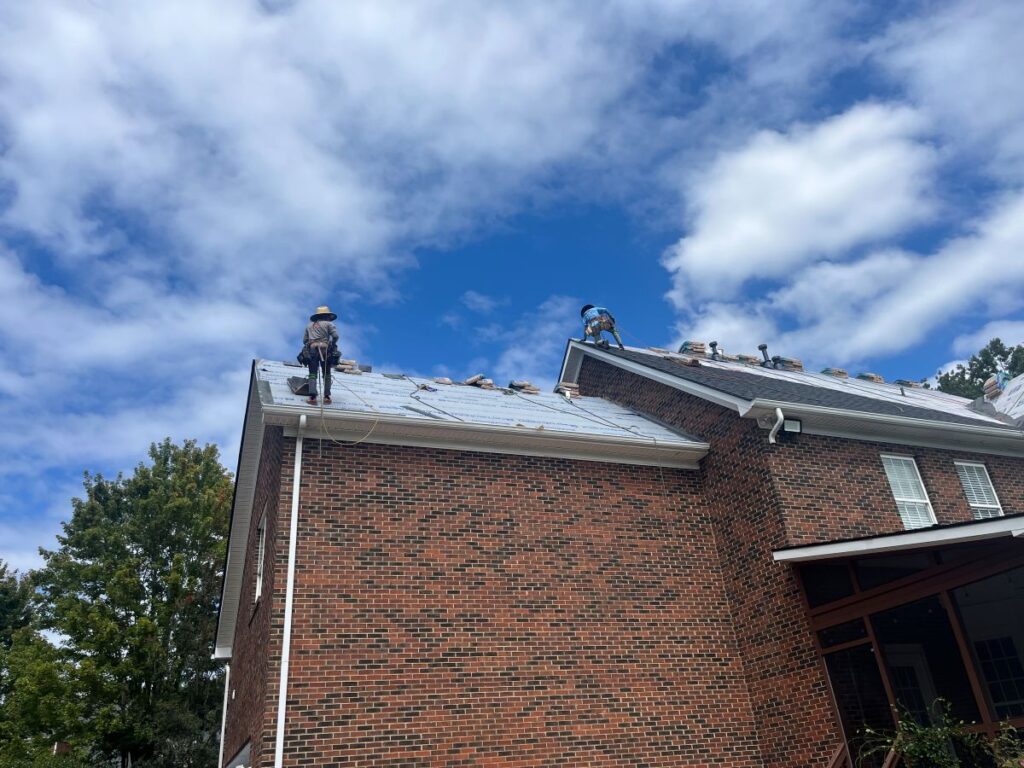 Roofer working on a roof