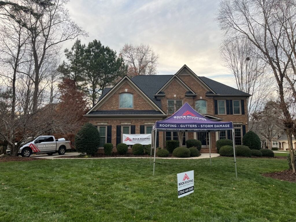chimney flashing Rock Roofing truck shingles house
