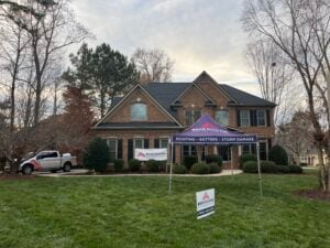 roof upgrade tent outside of small house